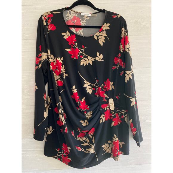 Calvin Klein Tops - Black top with red flowers